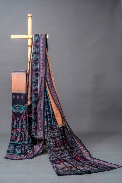 Sambalpuri Cotton( Black Base with Teal)
