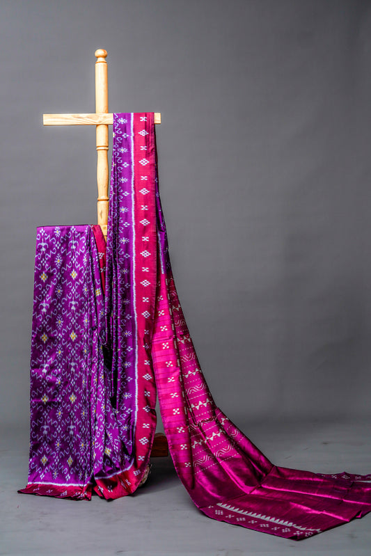 Khandua Silk (Deep Purple with Magenta Border)
