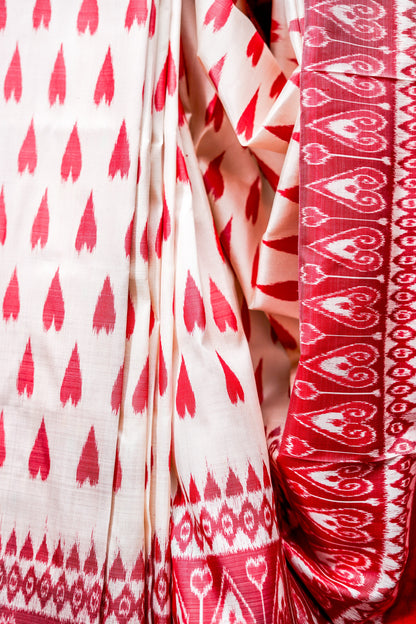 Khandua Silk (Ivory White & Red)