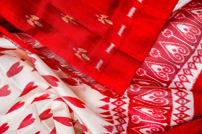 Khandua Silk (Ivory White & Red)