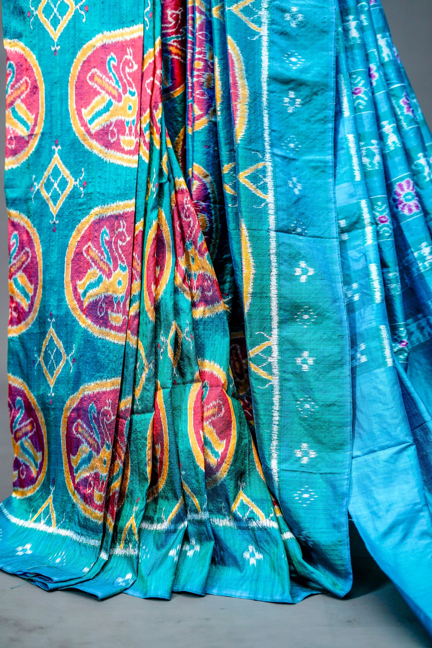 Khandua Silk (Teal Blue & Multicolor)