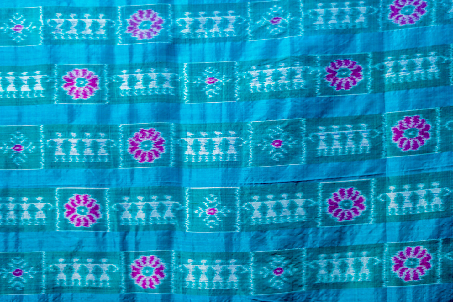 Khandua Silk (Teal Blue & Multicolor)