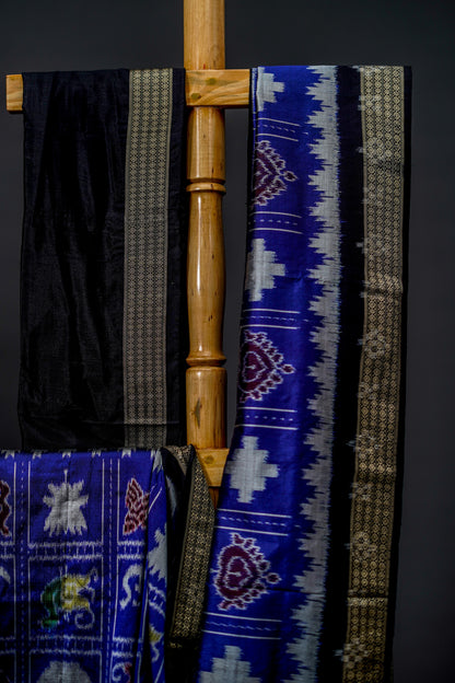 Khandua Silk (Deep blue with black borders )