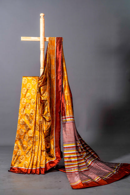 Khandua Silk (Bright yellow with red & white border )