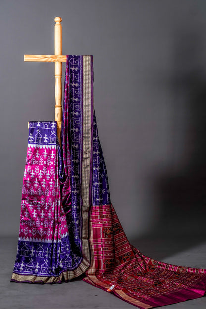Khandua Silk (Magenta with blend of deep blue )
