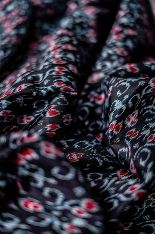 Khandua Silk Saree (Rich maroon and black ) - Atulyakarigari