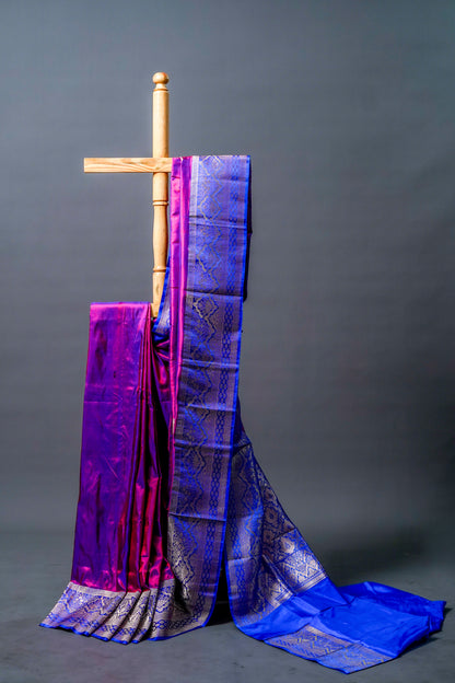 Katan Banarsi (Royal blue and deep purple)