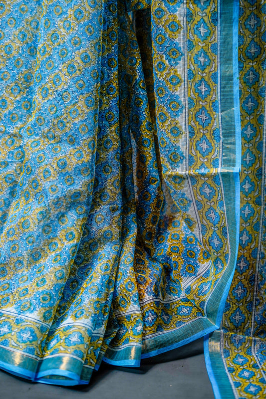 Pure Moonga Kota Saree (Blue base) - Atulyakarigari
