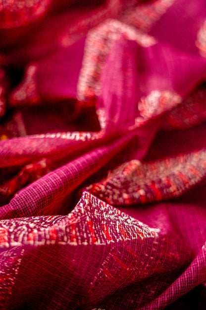 Pure Moonga Kota (Deep Maroon with Gold Zari Motifs)