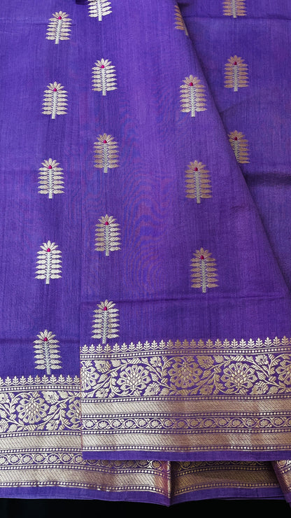 Grey Banarsi Cotton Silk Saree – Cactus Motif with Resham Work