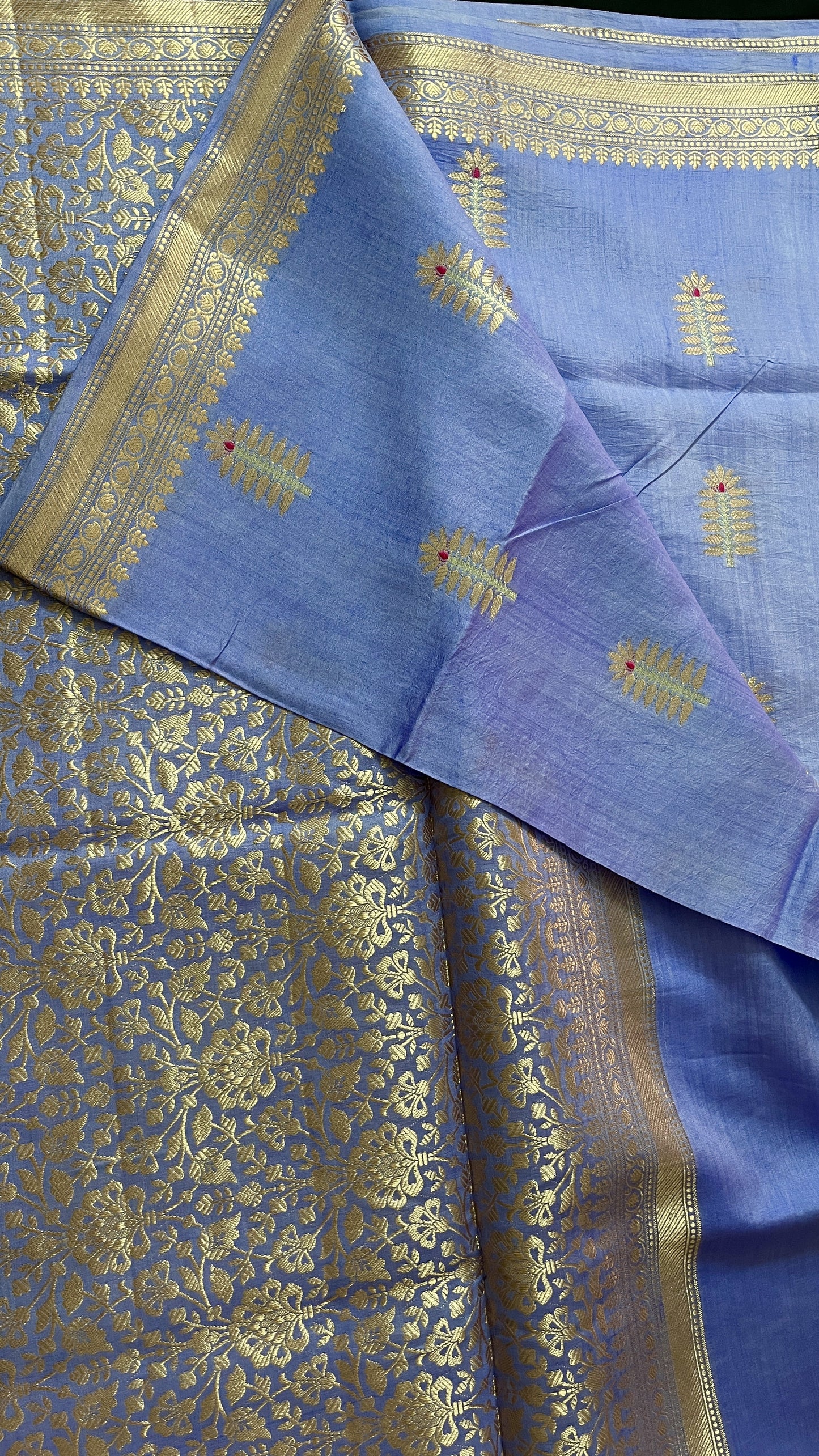 Grey Banarsi Cotton Silk Saree – Cactus Motif with Resham Work