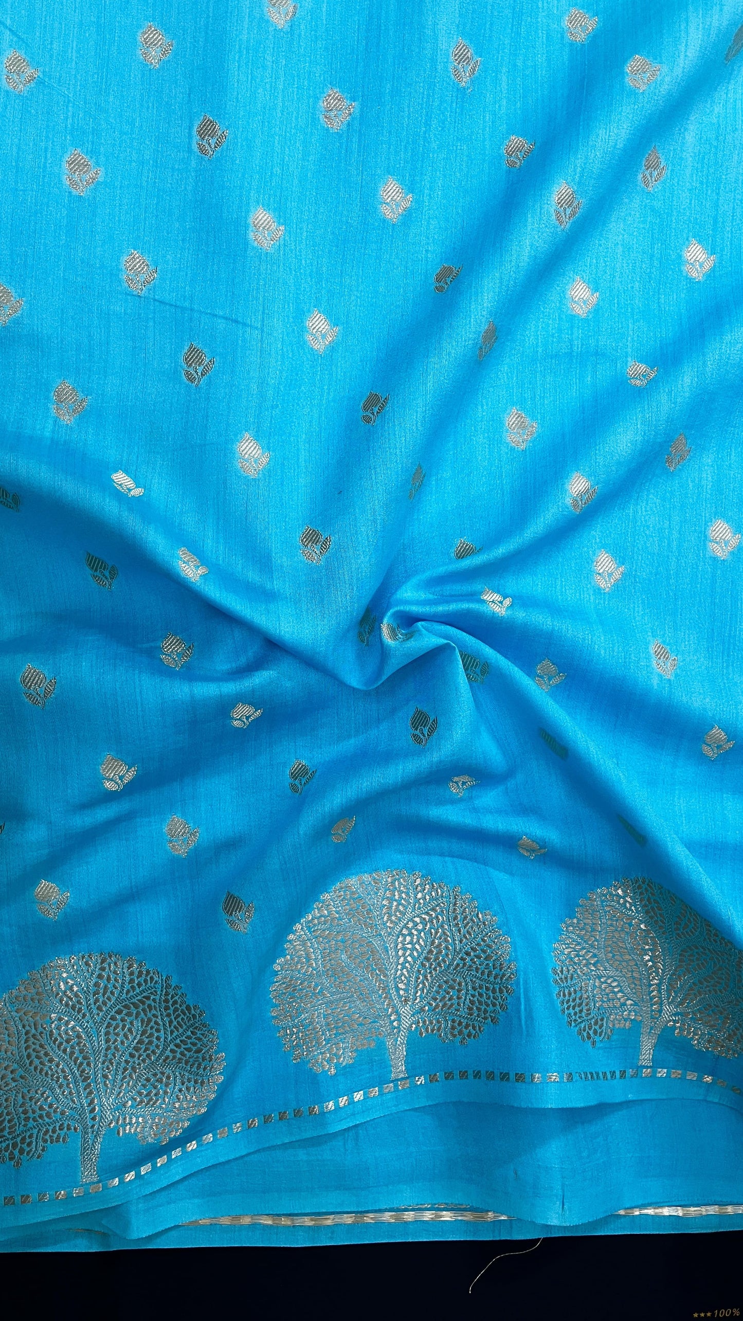 Orange Banarsi Cotton Silk Saree – Small Booti with Border