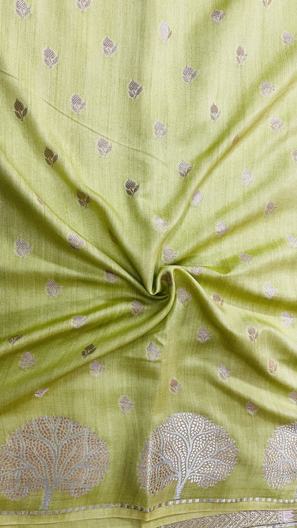 Orange Banarsi Cotton Silk Saree – Small Booti with Border