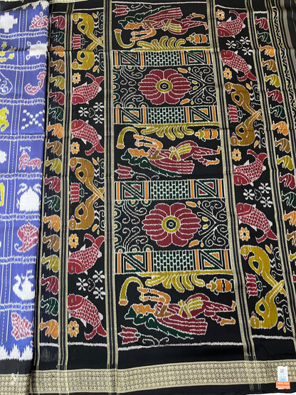 Khandua Silk Saree (Deep blue with black borders )