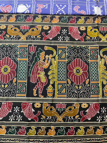 Khandua Silk Saree (Deep blue with black borders )