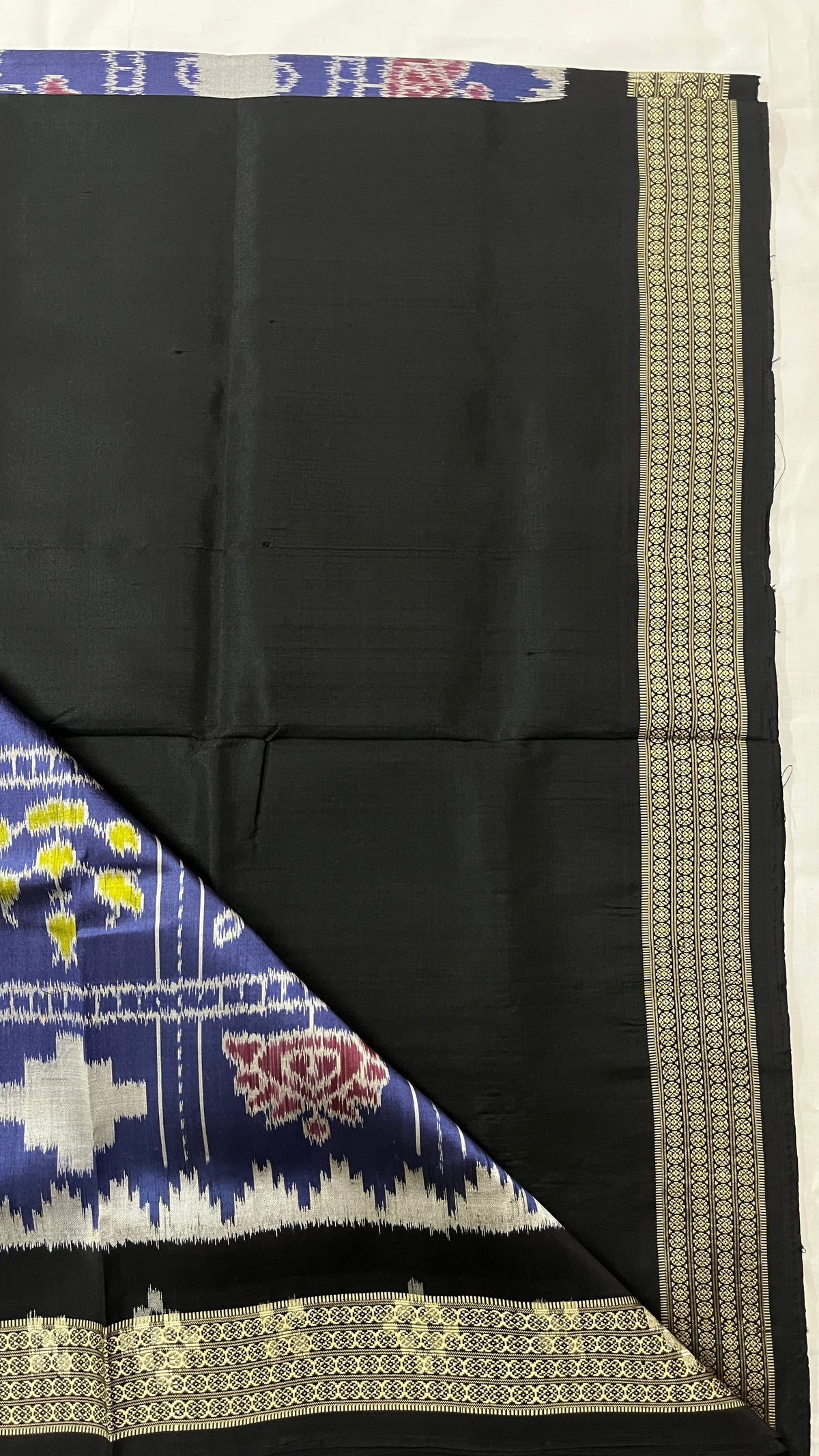 Khandua Silk Saree (Deep blue with black borders )