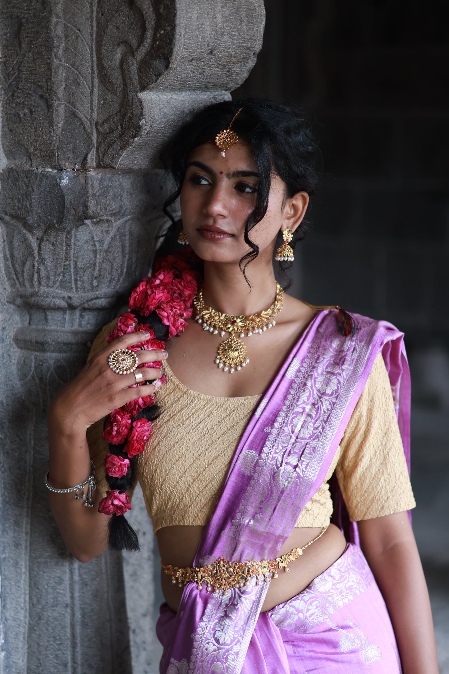 Purple Banarsi Cotton Silk Saree – Mace Motif with Border