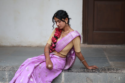 Purple Banarsi Cotton Silk Saree – Mace Motif with Border