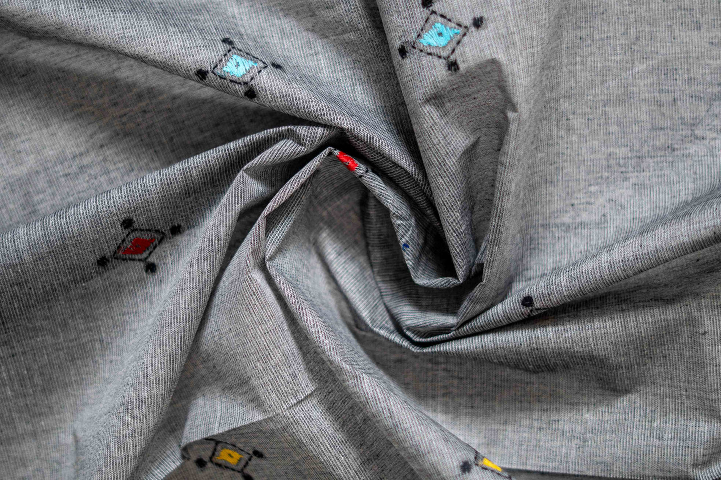 Pure Kantha Cotton Saree with Multicoloured Hand Embroidery