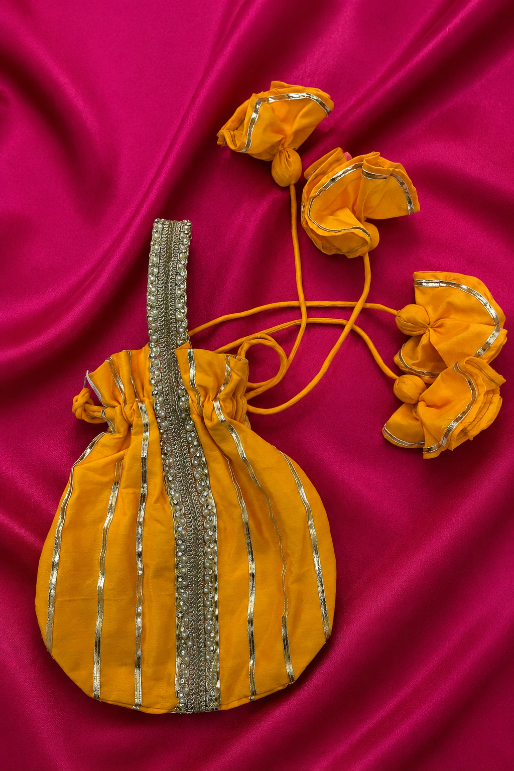 Mango Yellow Silk Potli Bag