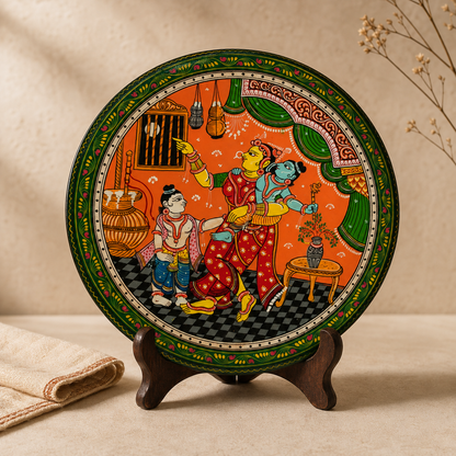 Handcrafted Pattachitra Wooden Wall Hanging | Traditional Odisha Folk Art Home Decor