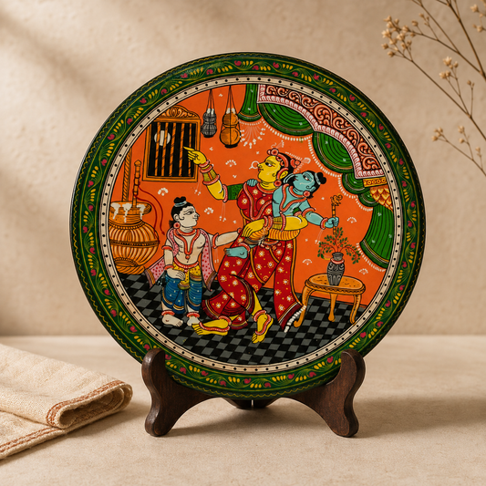 Handcrafted Pattachitra Wooden Wall Hanging | Traditional Odisha Folk Art Home Decor