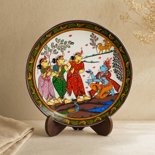 Handcrafted Pattachitra Wooden Decorative Plate | Traditional Odisha Folk Art Wall Decor