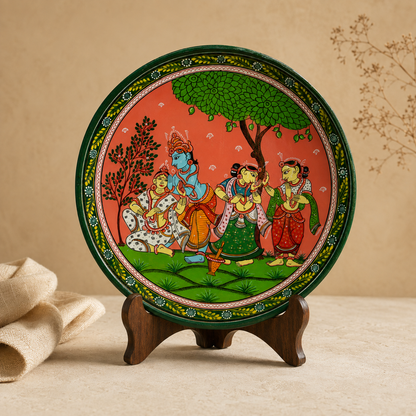 Handcrafted Pattachitra Wooden Wall Hanging | Traditional Odisha Folk Art Wall Decor