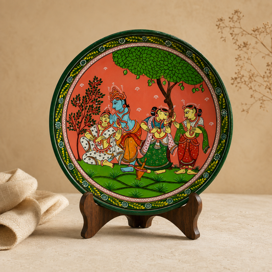 Handcrafted Pattachitra Wooden Wall Hanging | Traditional Odisha Folk Art Wall Decor