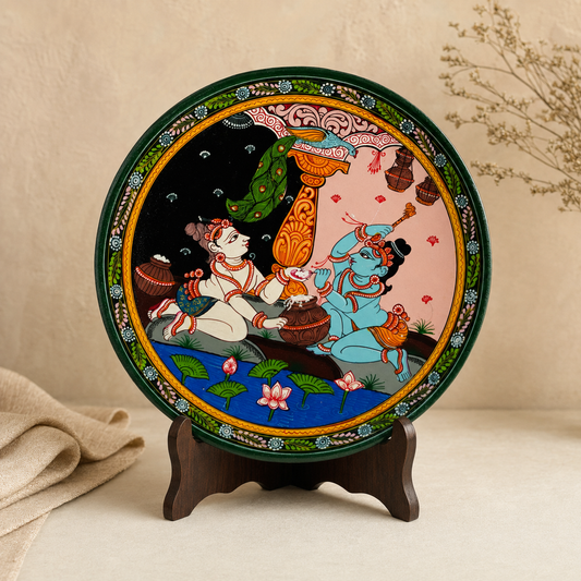 Handcrafted Pattachitra Wooden Wall Hanging | Traditional Odisha Folk Art Decor