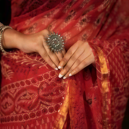 Bagru Kota Cotton Saree, Hand Block Print - view 3