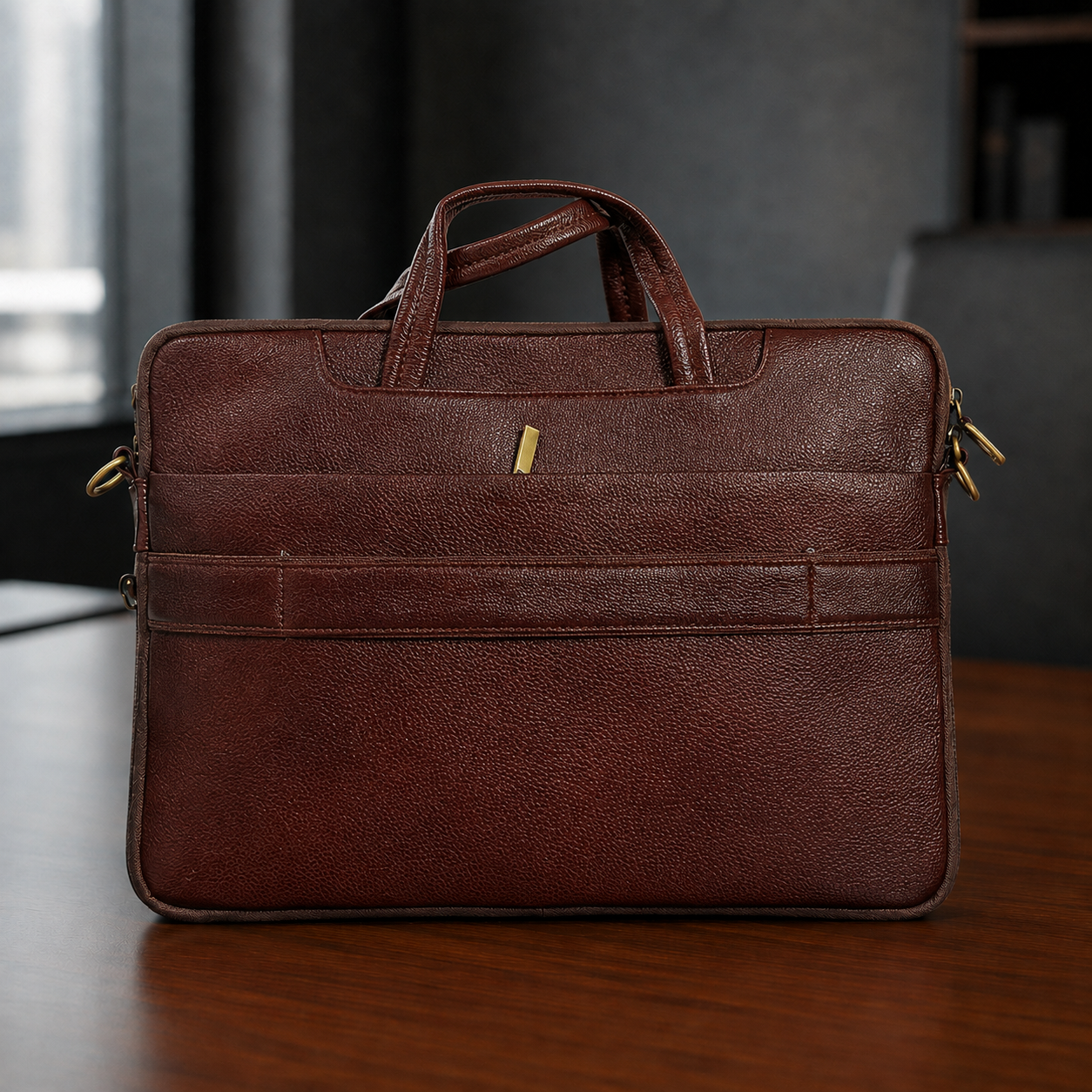 Rich Brown Premium Leather Laptop Bag