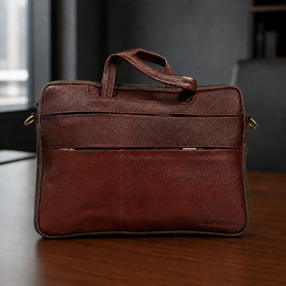 Rich Brown Premium Leather Laptop Bag