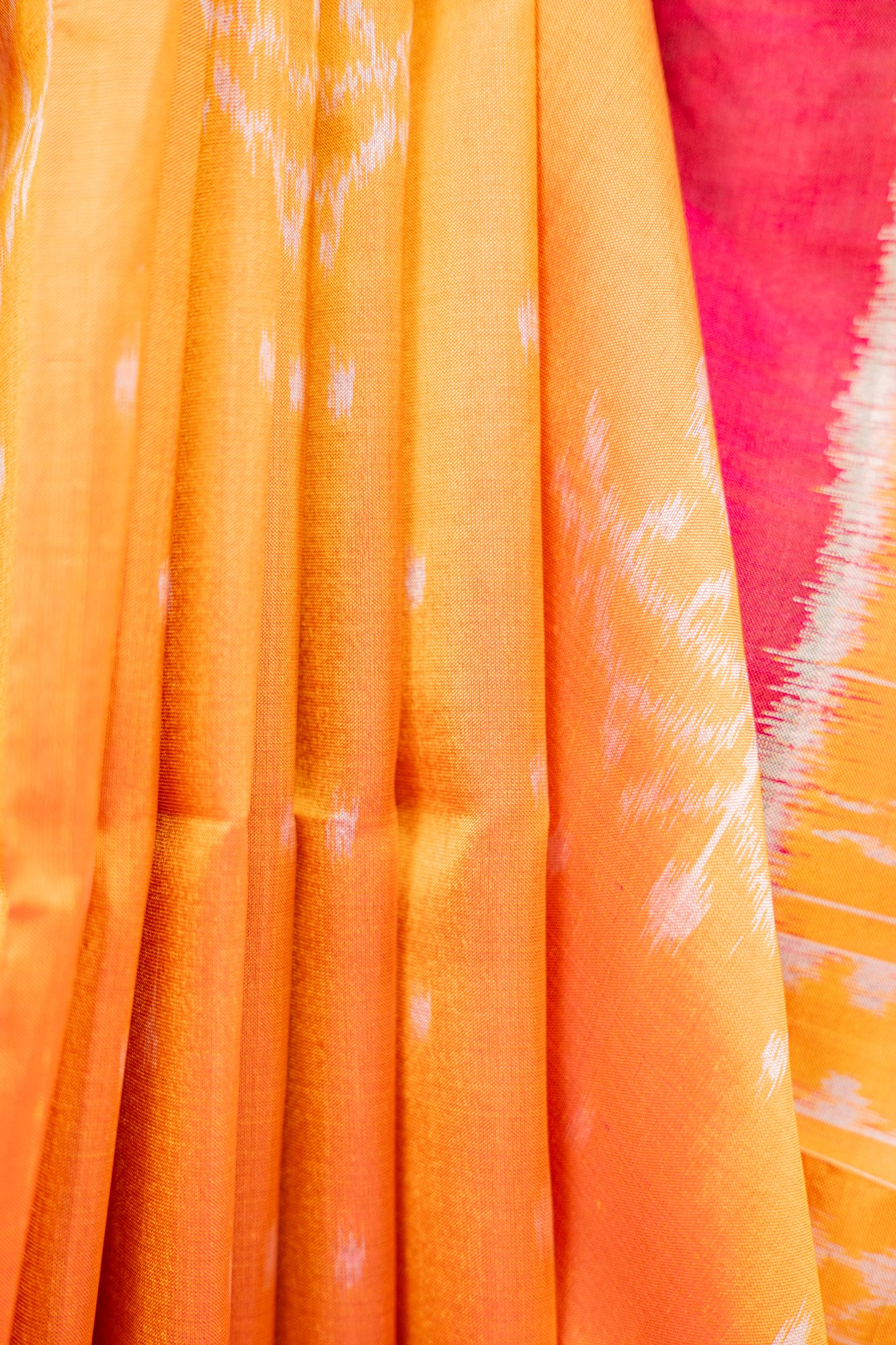 Amber Yellow Khandua Silk Saree with Saura Tribal Ikat Motifs | Odisha Handloom