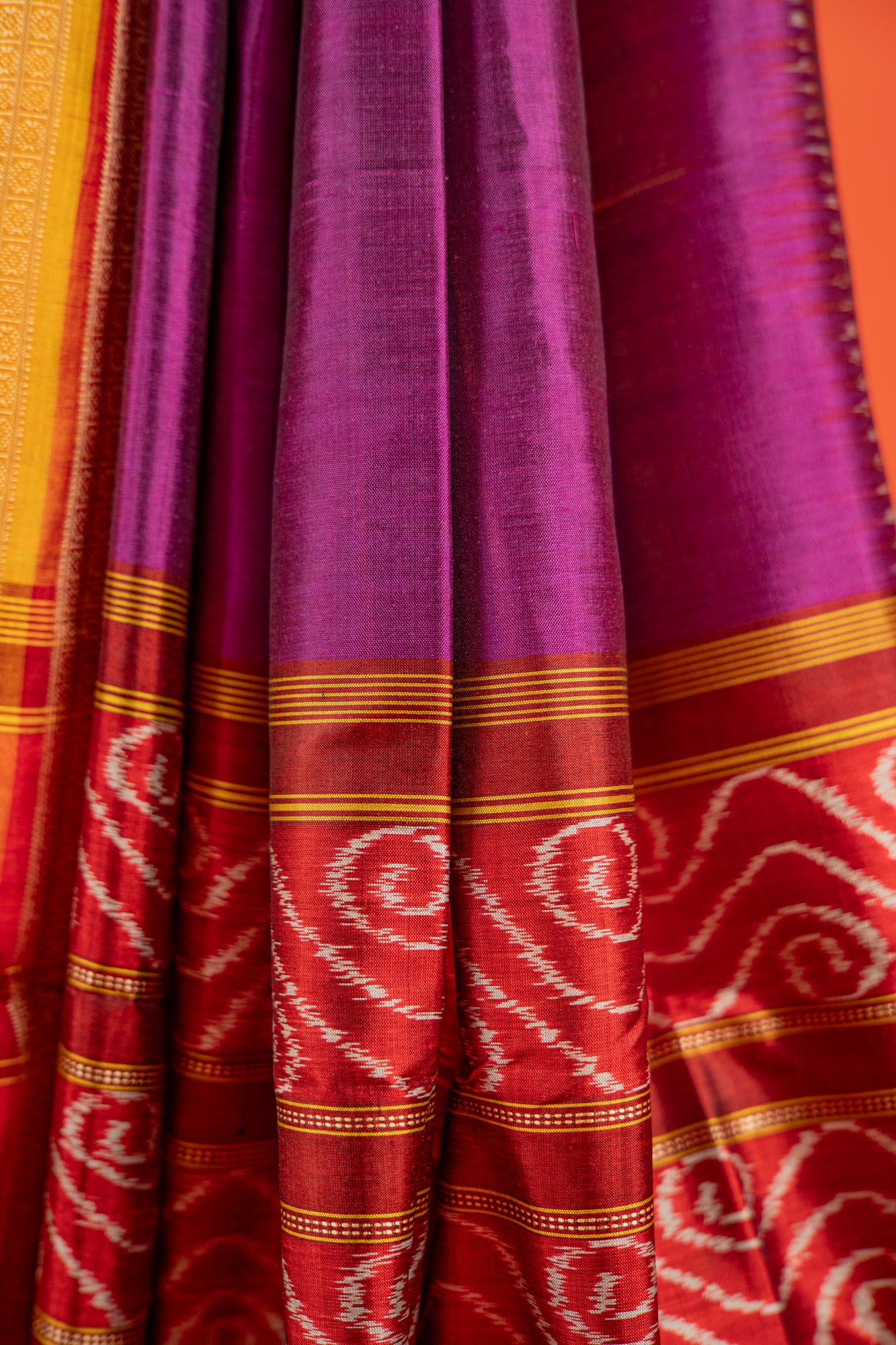 Orchid Purple Khandua Silk Saree with Rudraksha Temple Border | Odisha Handloom