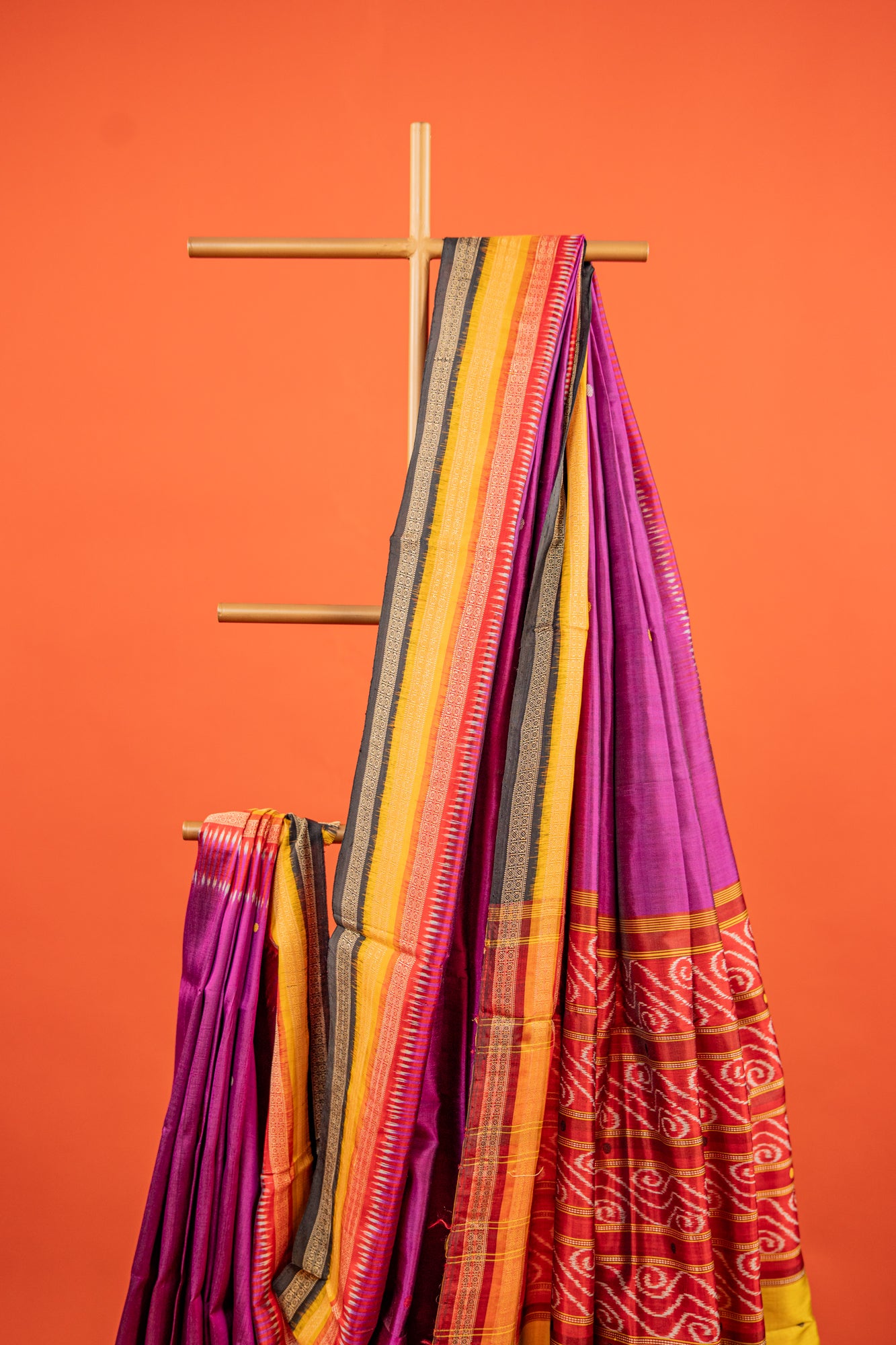 Orchid Purple Khandua Silk Saree with Rudraksha Temple Border | Odisha Handloom