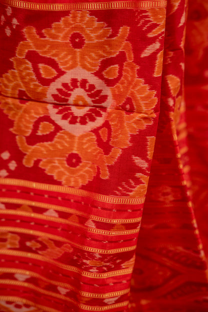 Red Khandua Silk Saree Online | Handwoven Odisha Heritage Saree