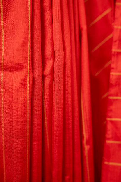 Crimson Red Khandua Silk Saree with Flame Teardrop Ikat Motifs | Odisha Handloom