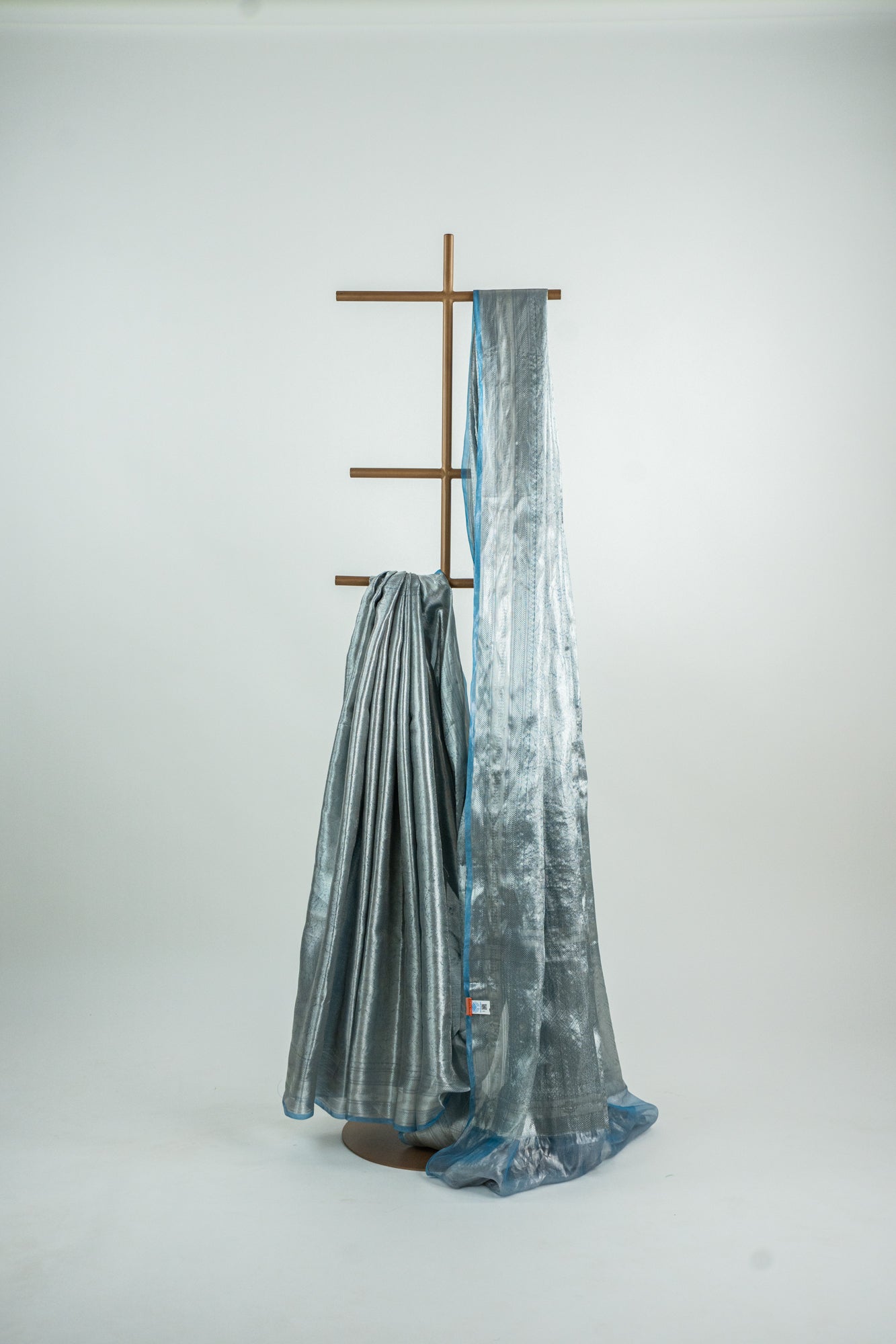 Gunmetal Grey/Charcoal Black Tissue Silk Saree