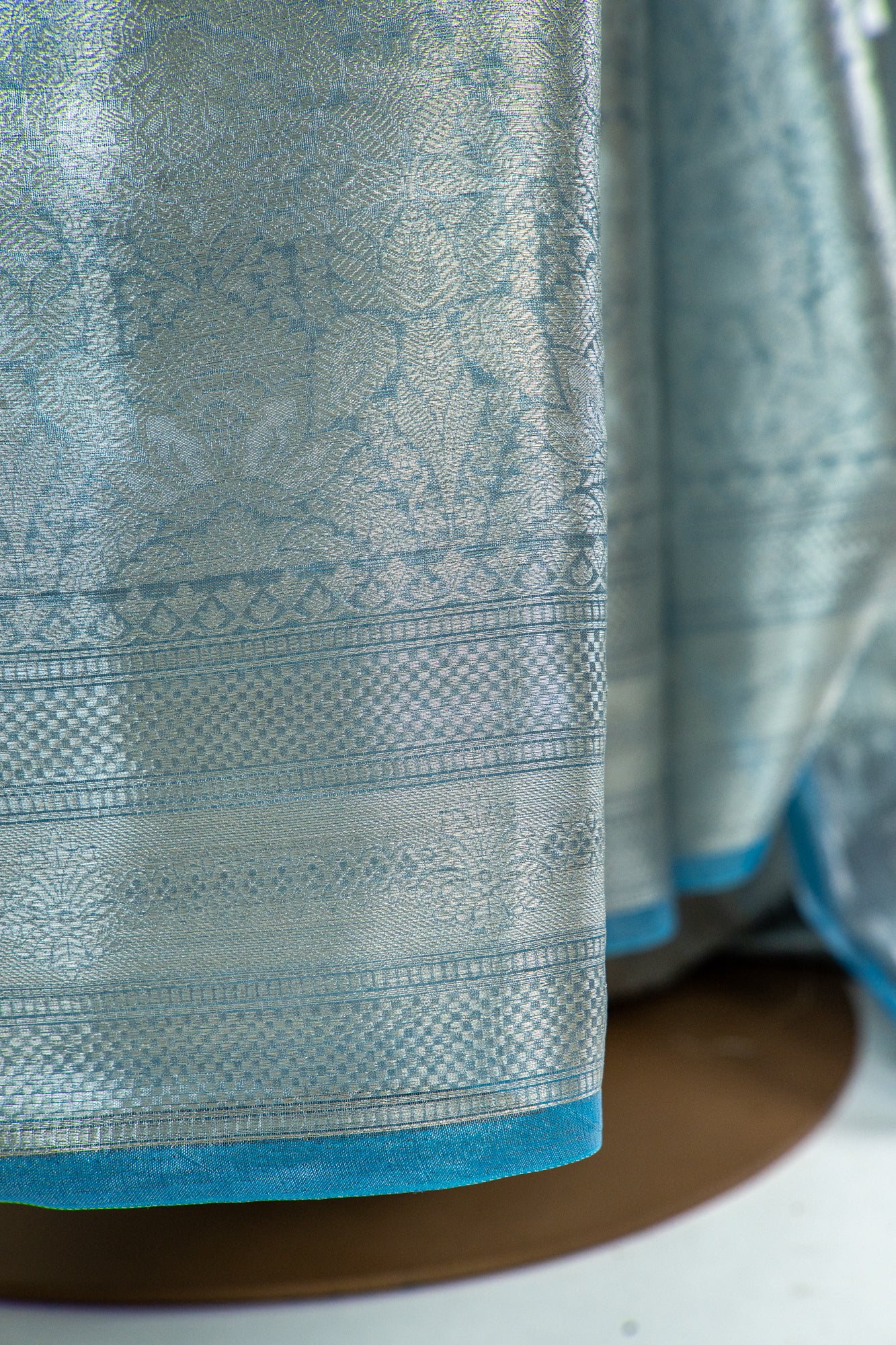 Gunmetal Grey/Charcoal Black Tissue Silk Saree