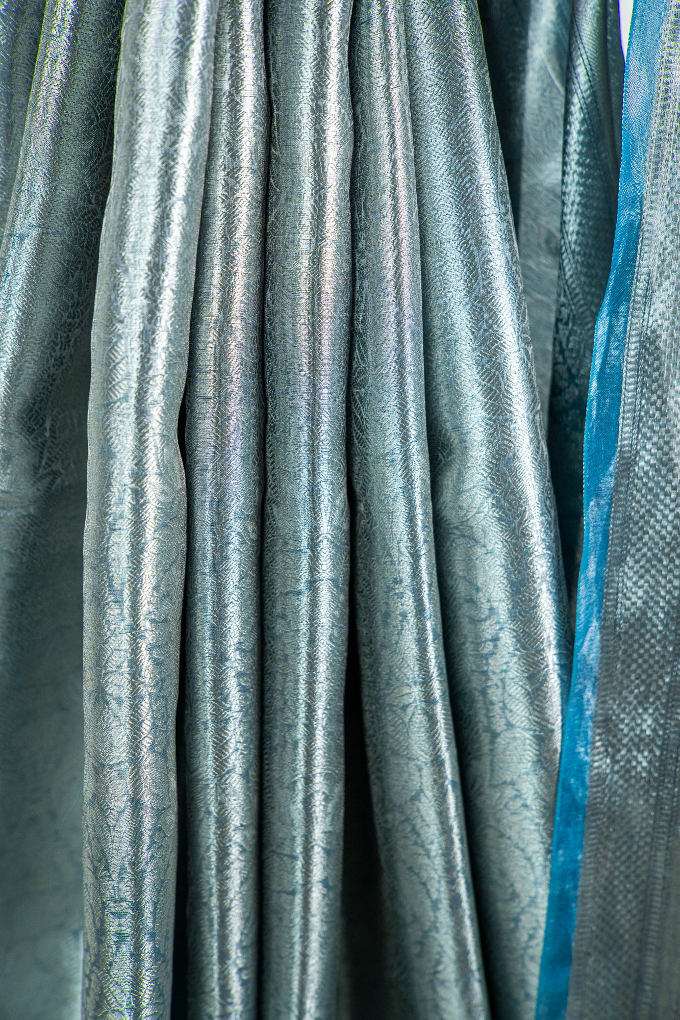 Gunmetal Grey/Charcoal Black Tissue Silk Saree