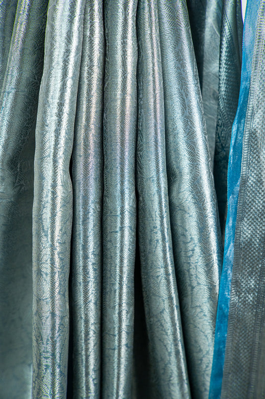 Gunmetal Grey/Charcoal Black Tissue Silk Saree