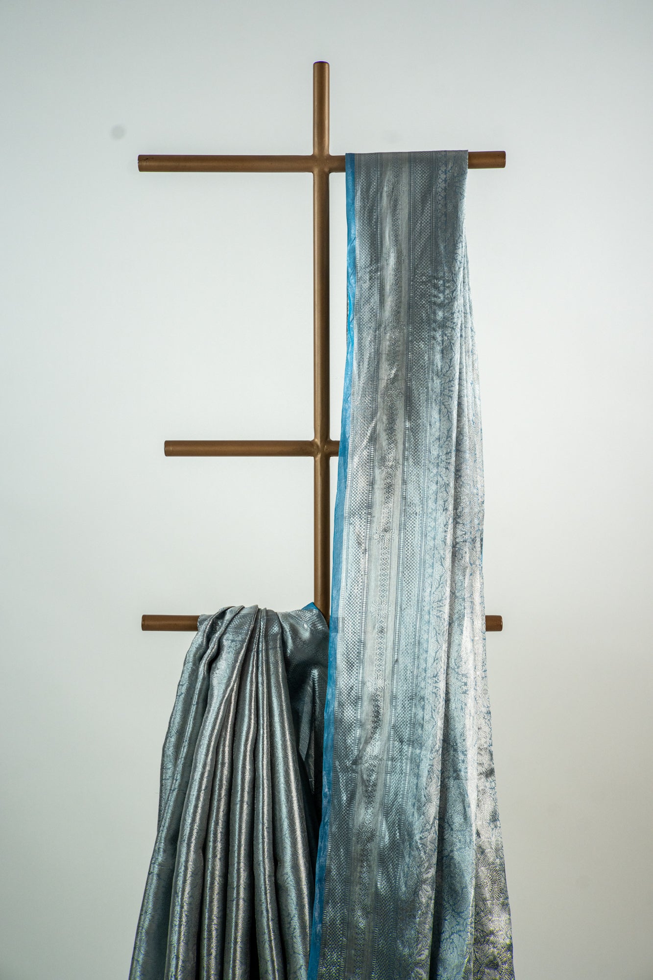 Gunmetal Grey/Charcoal Black Tissue Silk Saree
