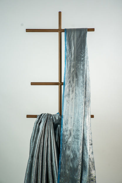 Gunmetal Grey/Charcoal Black Tissue Silk Saree