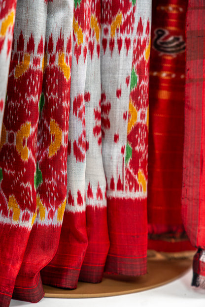 Rich Deep Crimson Red / Maroon Khandua Silk Saree
