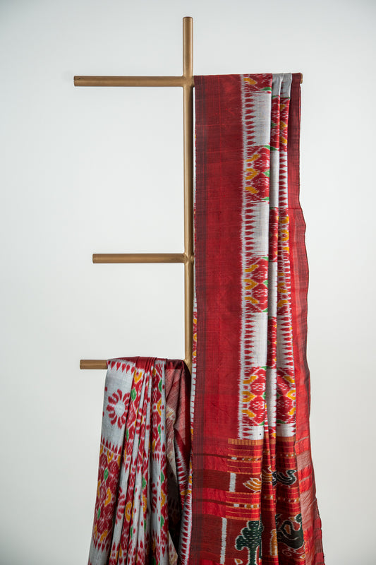 Rich Deep Crimson Red / Maroon Khandua Silk Saree