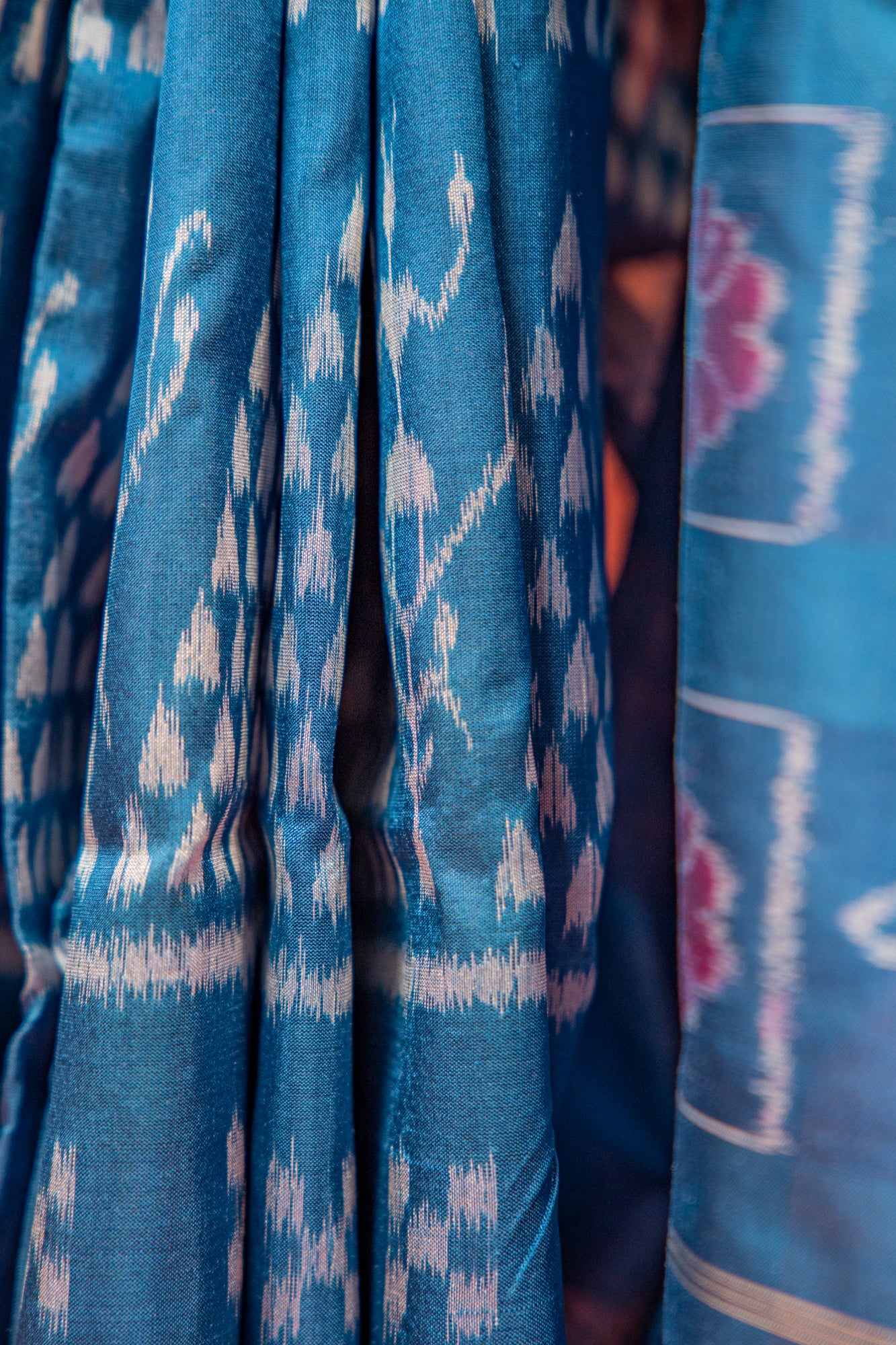 Royal Blue Khandua Silk Saree with Tribal Figurative Ikat Motifs | Odisha Handloom