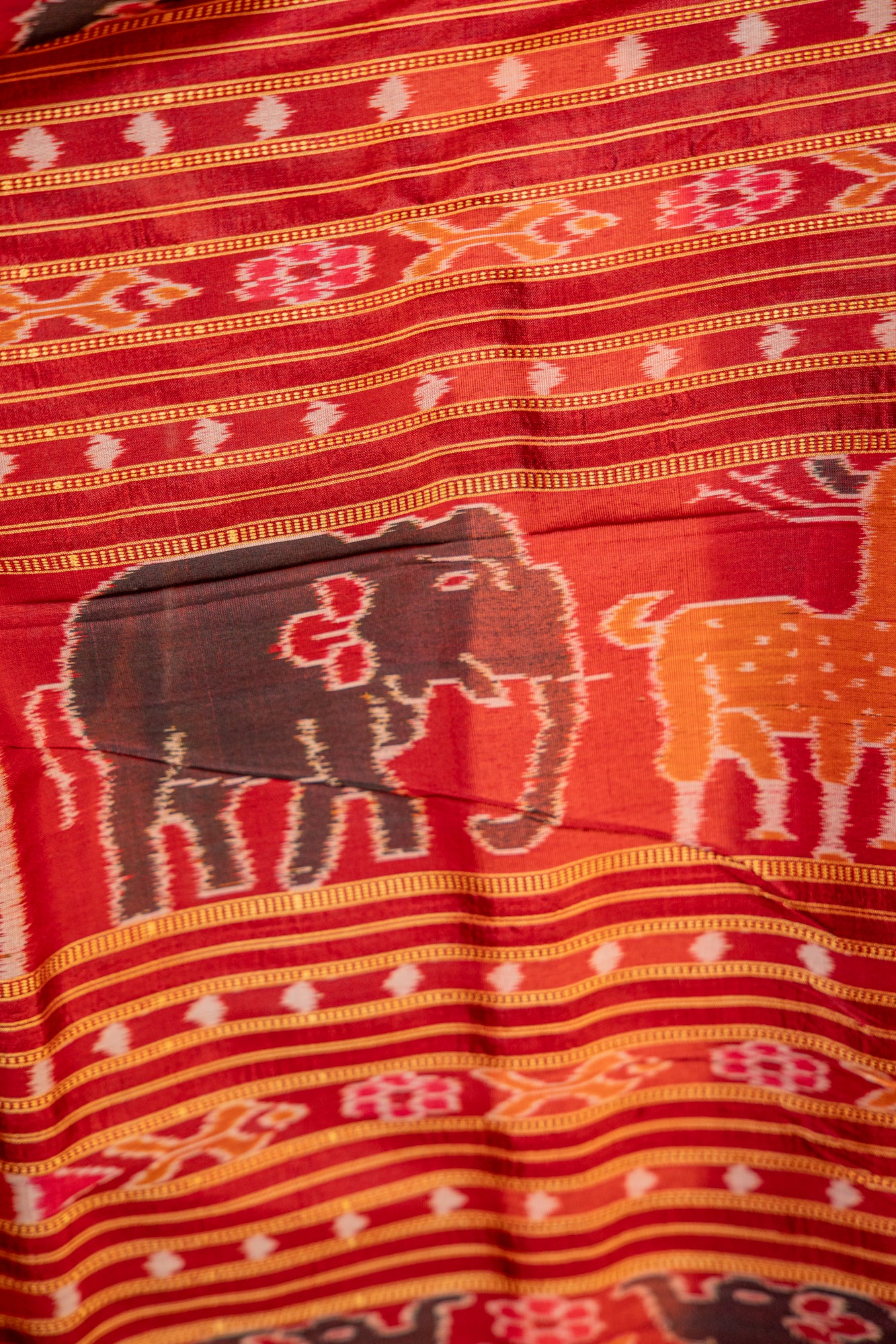 Amber Mustard Khandua Silk Saree with Traditional Gacha Ikat Motifs | Odisha Handloom