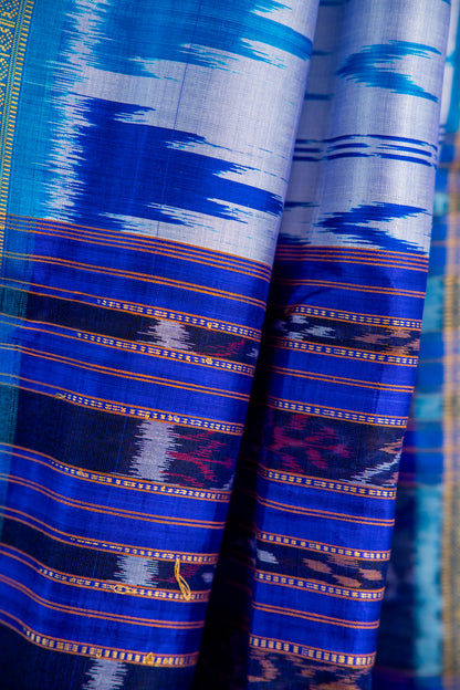 Icy Lavender/Off White Khandua Silk Saree
