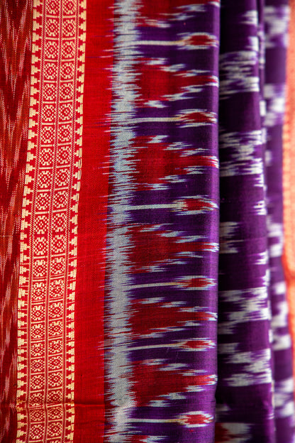 Deep Purple and Crimson Red Khandua Silk Saree